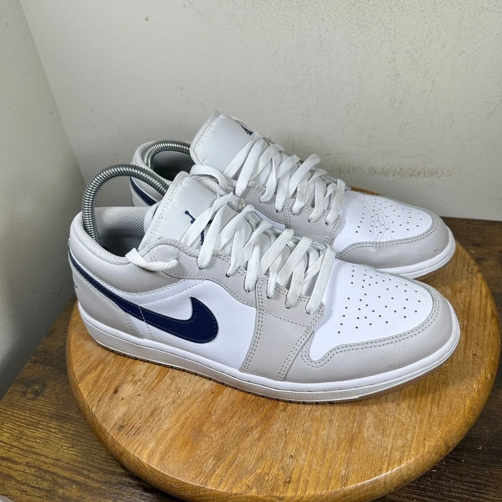 Air Jordan 1 Low White Grey Midnight Navy Gum 553558-146 Mens 10.5
